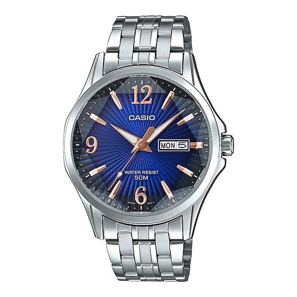 Casio Men's Analog Silver Stainless Steel Band Watch MTPE120DY-2A MTP-E120DY-2A Watchspree
