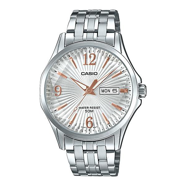 Casio Men's Analog Silver Stainless Steel Band Watch MTPE120DY-7A MTP-E120DY-7A Watchspree
