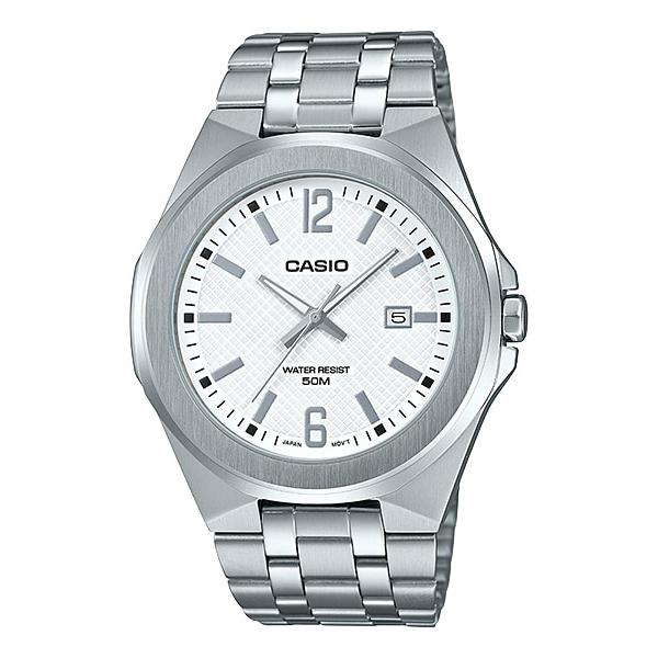Casio Men's Analog Silver Stainless Steel Band Watch MTPE158D-7A MTP-E158D-7A Watchspree