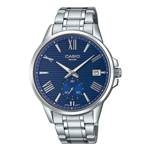 Casio Men's Analog Silver Stainless Steel Band Watch MTPEX100D-2A MTP-EX100D-2A Watchspree