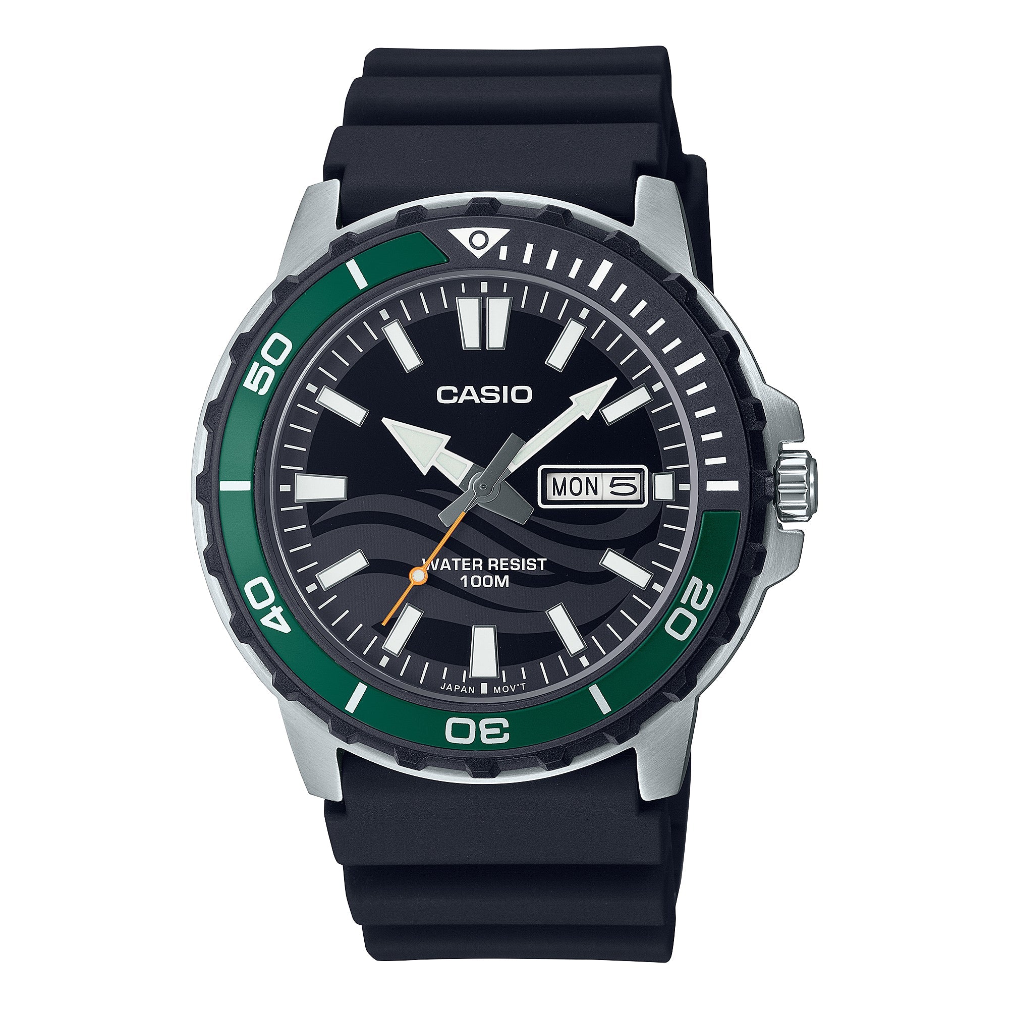 Casio Men's Analog Sporty Black Resin Band Watch MTD125-1A MTD-125-1A Watchspree