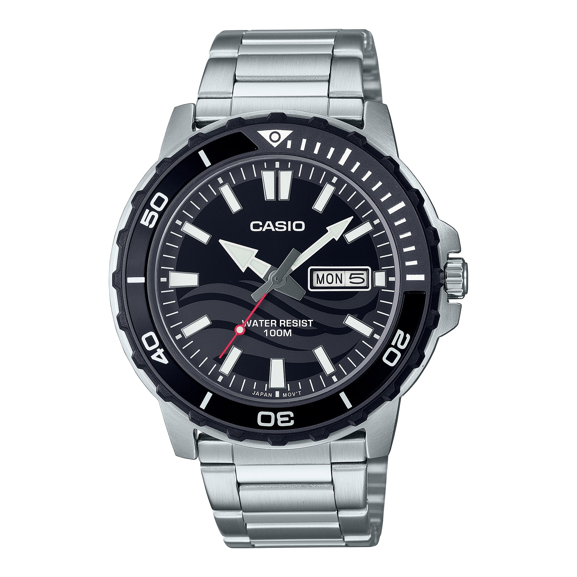Casio Men's Analog Sporty Stainless Steel Band Watch MTD125D-1A1 MTD-125D-1A1 Watchspree