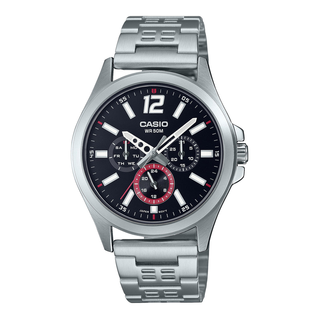 Casio Men's Analog Stainless Steel Band Watch MTPE350D-1B MTP-E350D-1B Watchspree