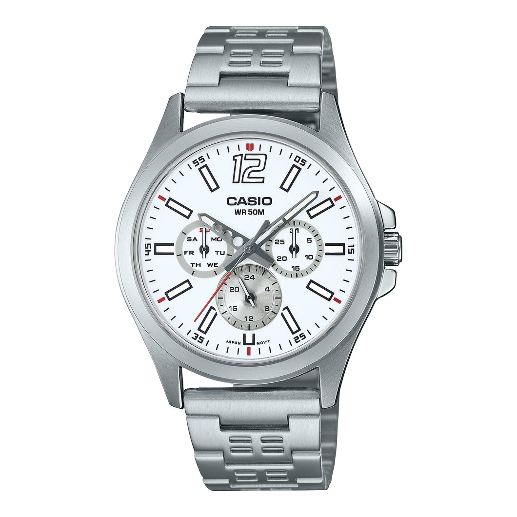 Casio Men's Analog Stainless Steel Band Watch MTPE350D-7B MTP-E350D-7B Watchspree