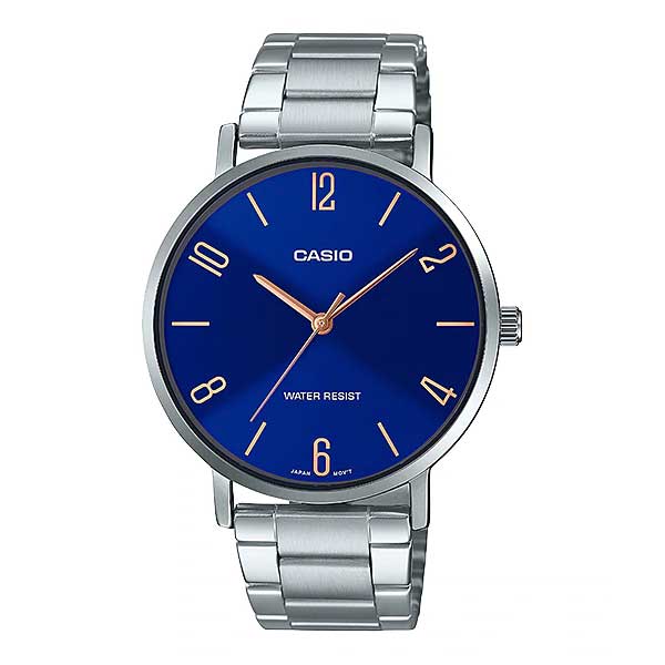 Casio Men's Analog Stainless Steel Band Watch MTPVT01D-2B2 MTP-VT01D-2B2 Watchspree