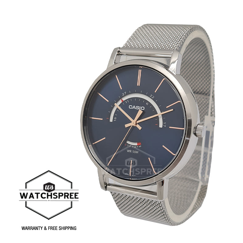 Casio Men's Analog Stainless Steel Mesh Band Watch MTPB105M-2A MTP-B105M-2A Watchspree