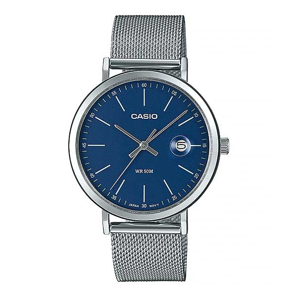 Casio Men's Analog Stainless Steel Mesh Band Watch MTPE175M-2E MTP-E175M-2E Watchspree