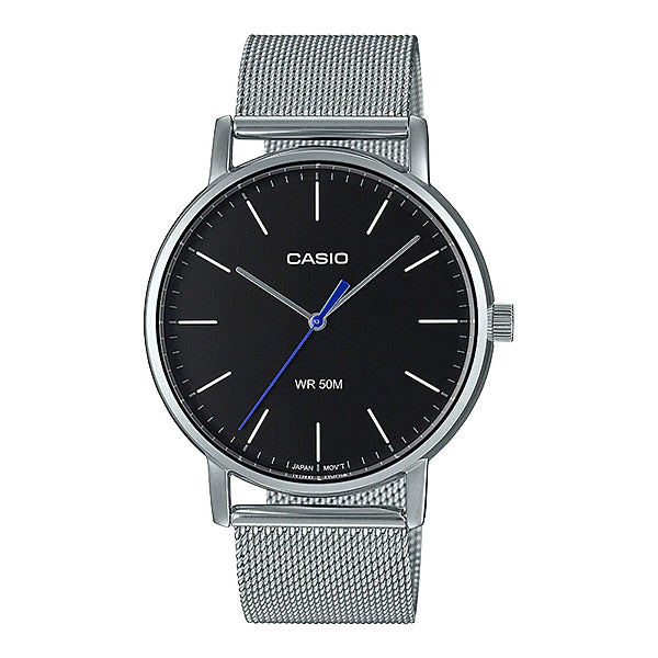 Casio Men's Analog Stainless Steel Mesh Watch MTPE171M-1E MTP-E171M-1E Watchspree