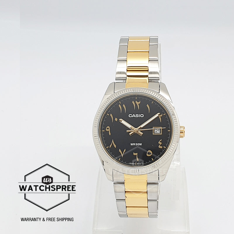 Casio Men's Analog Two-Tone Stainless Steel Band Watch MTP1302SG-1B3 MTP-1302SG-1B3 Watchspree