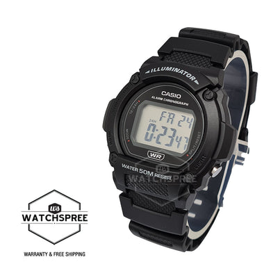 Casio Men's Digital Black Resin Band Watch W219H-1A W-219H-1A Watchspree