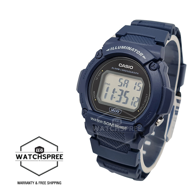 Casio Men's Digital Blue Resin Band Watch W219H-2A W-219H-2A Watchspree