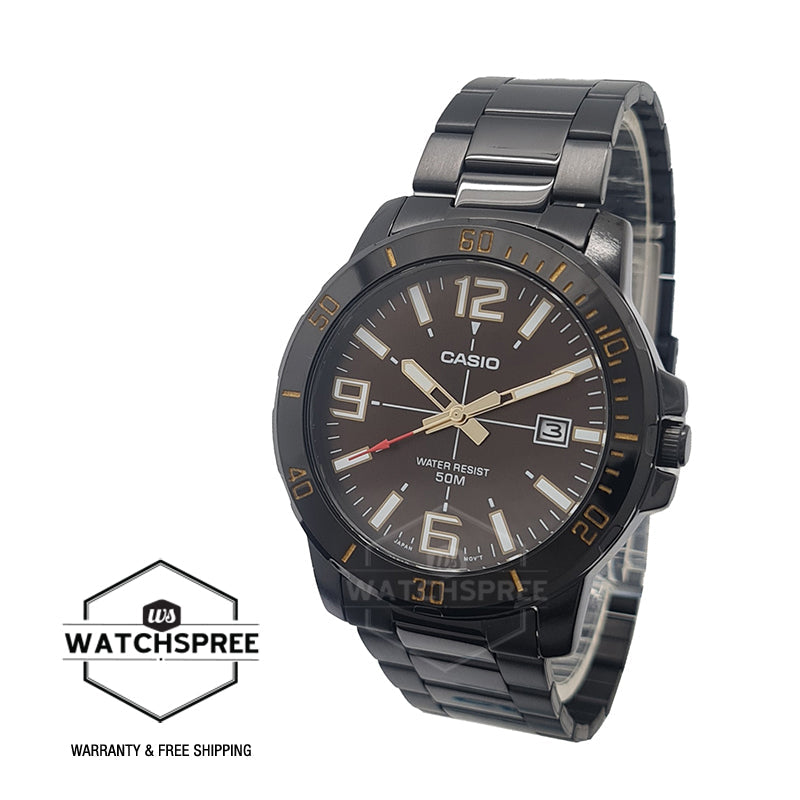 Casio Men's Diver Look Black Stainless Steel Band Watch MTPVD01B-5B MTP-VD01B-5B Watchspree