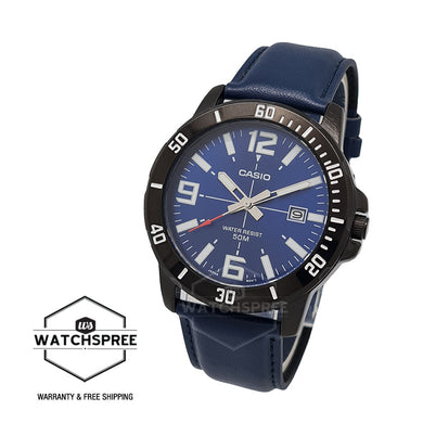 Casio Men's Diver Look Blue Leather Strap Watch MTPVD01BL-2B MTP-VD01BL-2B Watchspree