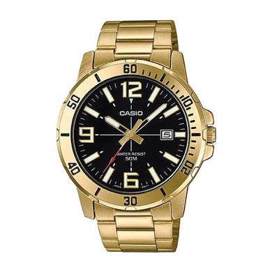 Casio Men's Diver Look Gold Tone Stainless Steel Band Watch MTPVD01G-1B MTP-VD01G-1B Watchspree