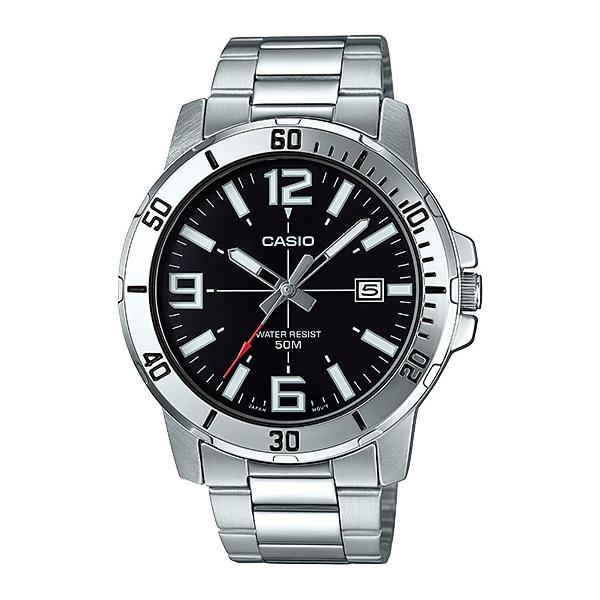 Casio Men's Diver Look Silver Stainless Steel Band Watch MTPVD01D-1B MTP-VD01D-1B Watchspree