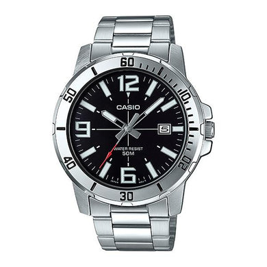 Casio Men's Diver Look Silver Stainless Steel Band Watch MTPVD01D-1B MTP-VD01D-1B Watchspree