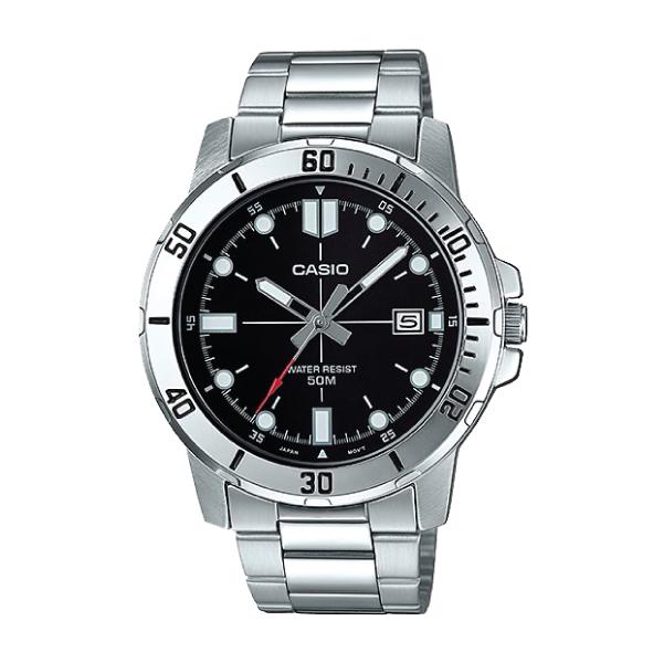 Casio Men's Diver Look Silver Stainless Steel Band Watch MTPVD01D-1E MTP-VD01D-1E Watchspree
