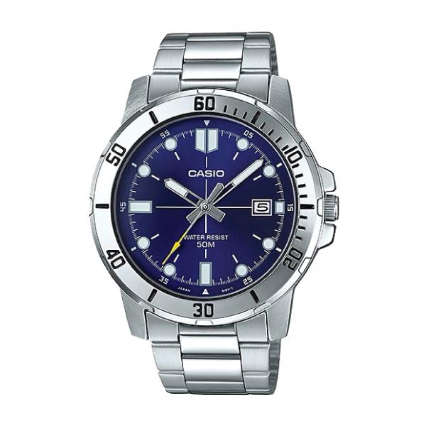 Casio Men's Diver Look Silver Stainless Steel Band Watch MTPVD01D-2E MTP-VD01D-2E Watchspree
