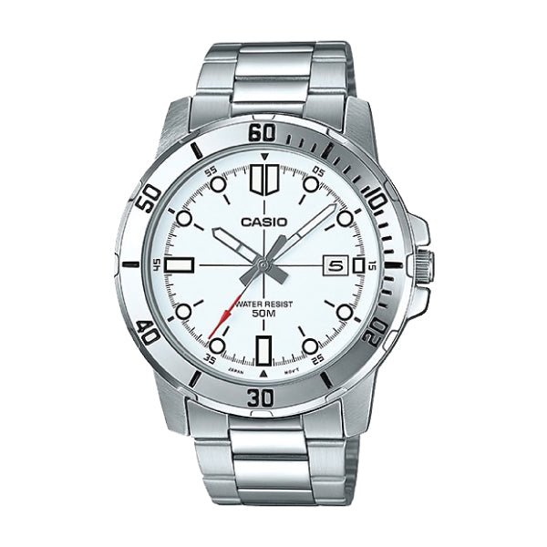 Casio Men's Diver Look Silver Stainless Steel Band Watch MTPVD01D-7E MTP-VD01D-7E Watchspree