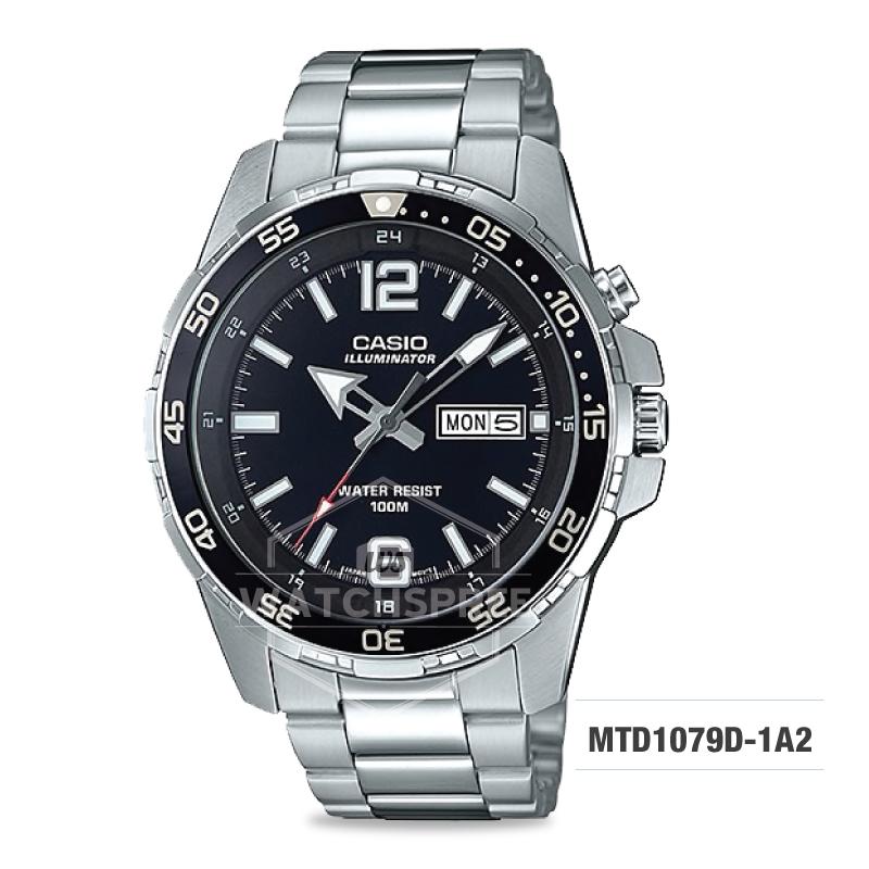 Casio Men's Diver Look Standard Analog Silver Stainless Steel Band Watch MTD1079D-1A2 MTD-1079D-1A2 Watchspree