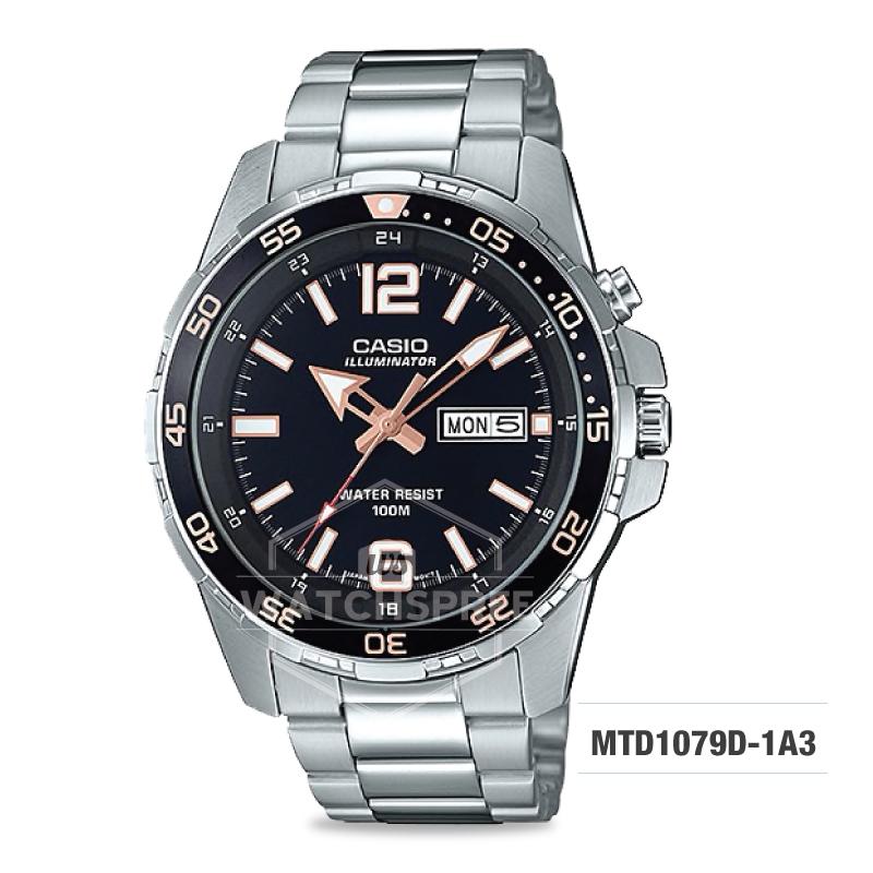 Casio Men's Diver Look Standard Analog Silver Stainless Steel Band Watch MTD1079D-1A3 MTD-1079D-1A3 Watchspree