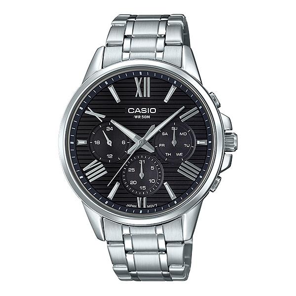Casio Men's Multi-Hand Silver Stainless Steel Band Watch MTPEX300D-1A MTP-EX300D-1A Watchspree