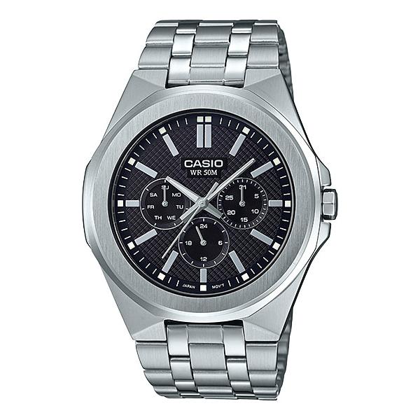 Casio Men's Multi-Hand Silver Stainless Steel Band Watch MTPSW330D-1A MTP-SW330D-1A Watchspree