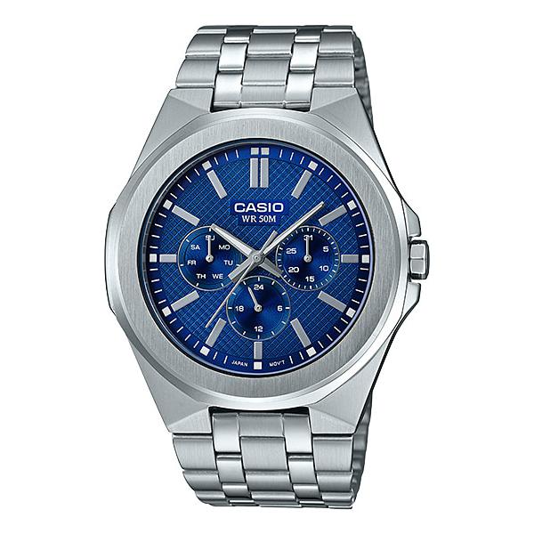 Casio Men's Multi-Hand Silver Stainless Steel Band Watch MTPSW330D-2A MTP-SW330D-2A Watchspree