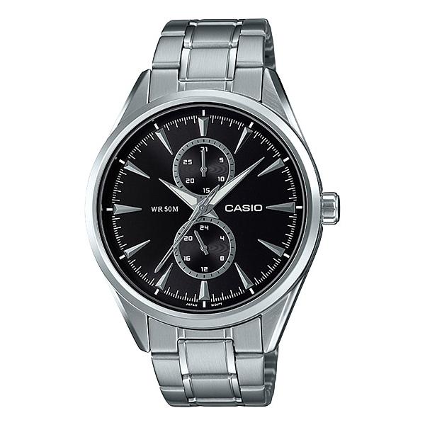 Casio Men's Multi-Hand Silver Stainless Steel Band Watch MTPSW340D-1A MTP-SW340D-1A Watchspree