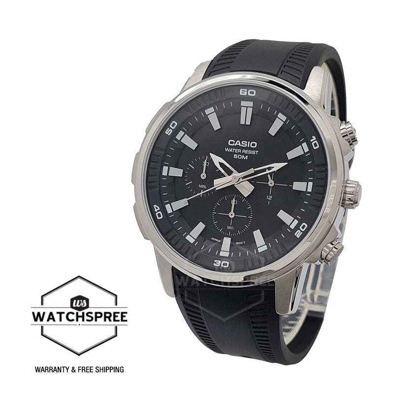 Casio Men's Multi-Hands Black Resin Band Watch MTPE505-1A MTP-E505-1A Watchspree