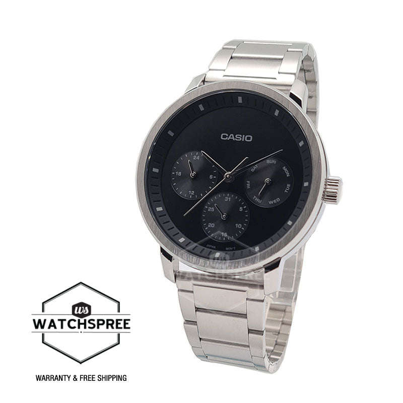 Casio Men's Multi-Hands Silver Stainless Steel Band Watch MTPB305D-1E MTP-B305D-1E Watchspree