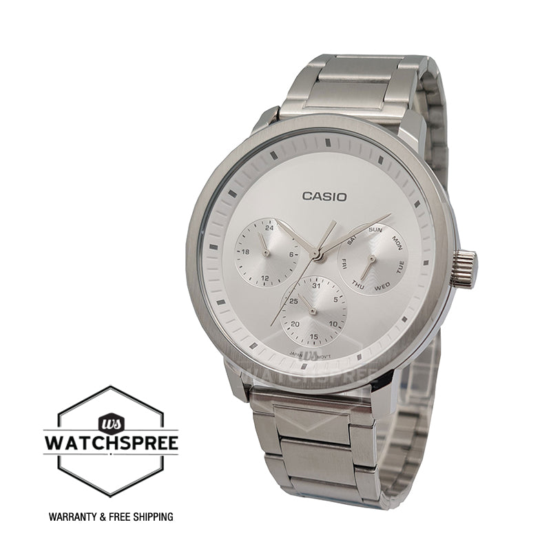 Casio Men's Multi-Hands Silver Stainless Steel Band Watch MTPB305D-7E MTP-B305D-7E Watchspree