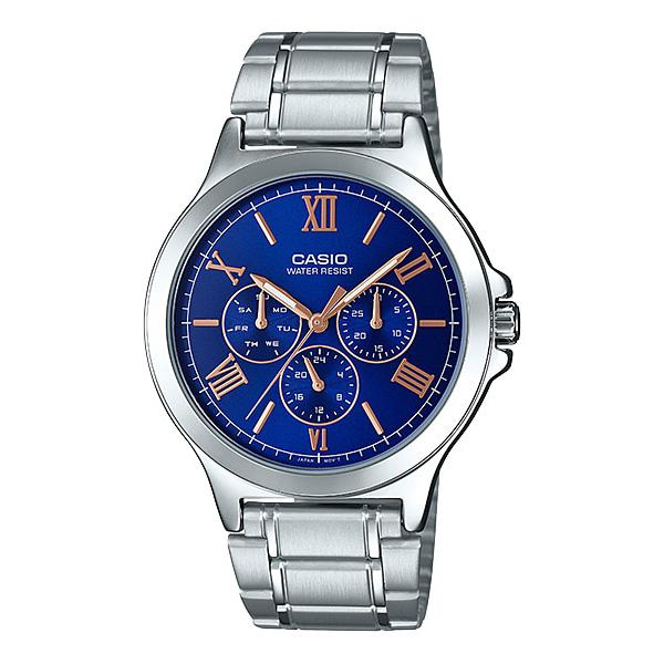 Casio Men's Multi-Hands Silver Stainless Steel Band Watch MTPV300D-2A MTP-V300D-2A Watchspree