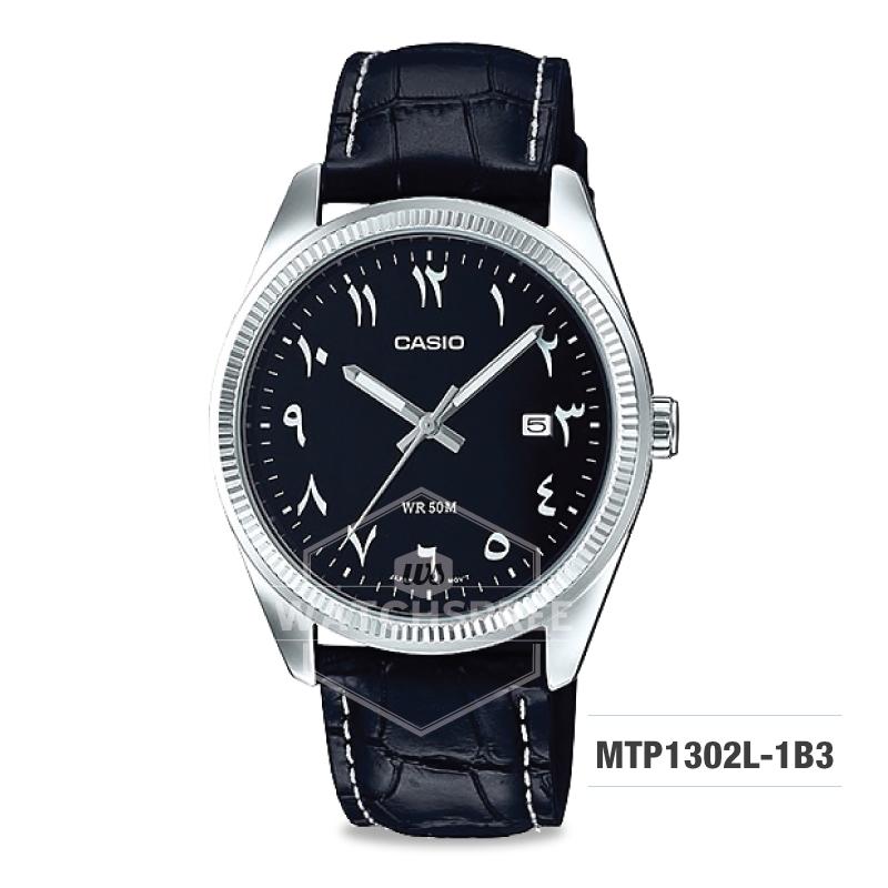 Casio Men's Standard Analog Black Leather Strap Watch MTP1302L-1B3 MTP-1302L-1B3 Watchspree