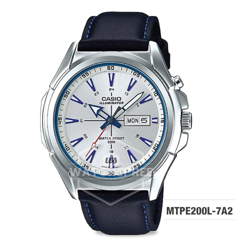 Casio Men's Standard Analog Black Leather Strap Watch MTPE200L-7A2 MTP-E200L-7A2 Watchspree