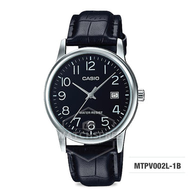 Casio Men's Standard Analog Black Leather Strap Watch MTPV002L-1B MTP-V002L-1B Watchspree