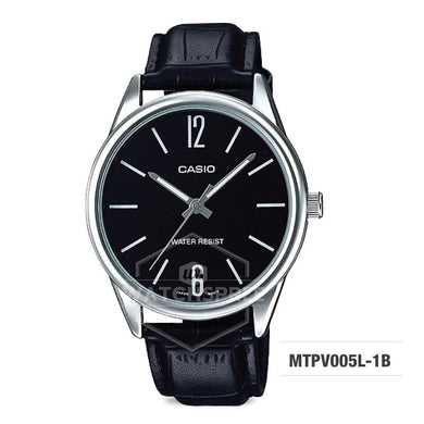 Casio Men's Standard Analog Black Leather Strap Watch MTPV005L-1B MTP-V005L-1B Watchspree