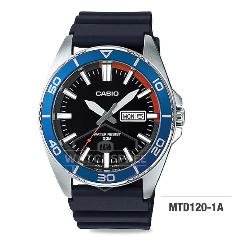 Casio Men's Standard Analog Black Resin Band Watch MTD120-1A Watchspree