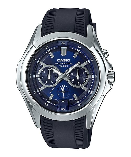 Casio Men's Standard Analog Black Resin Band Watch MTPE204-2A MTP-E204-2A Watchspree