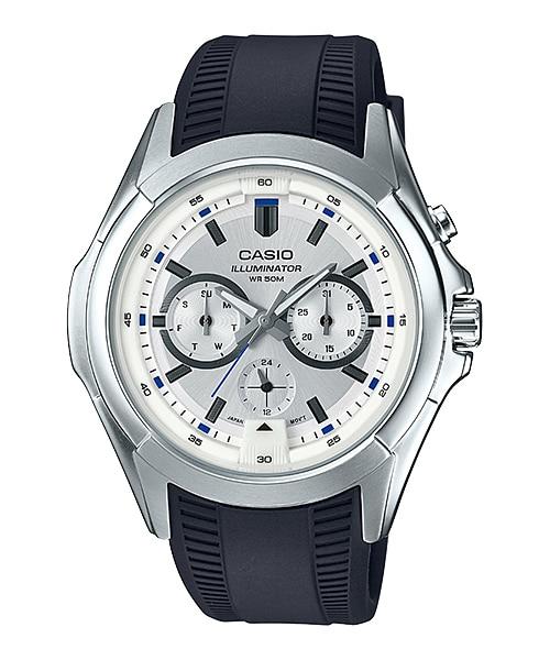 Casio Men's Standard Analog Black Resin Band Watch MTPE204-7A MTP-E204-7A Watchspree