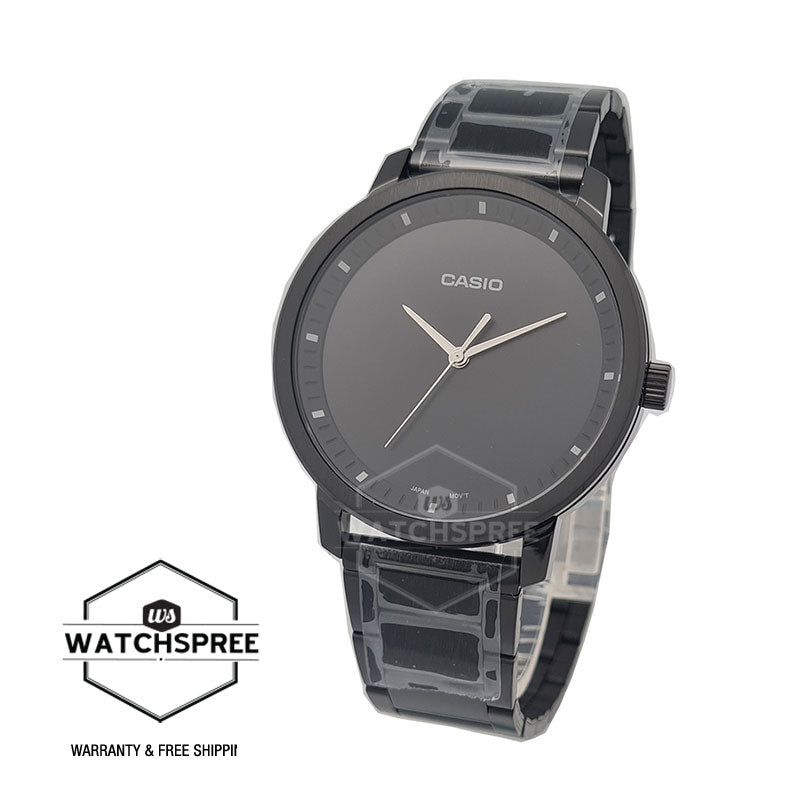 Casio Men's Standard Analog Black Stainless Steel Band Watch MTPB115B-1E MTP-B115B-1E Watchspree