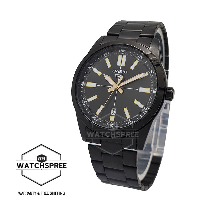Casio Men's Standard Analog Black Stainless Steel Band Watch MTPVD02B-1E MTP-VD02B-1E Watchspree