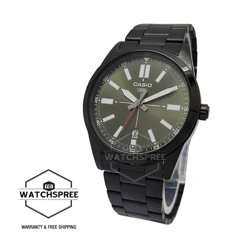 Casio Men's Standard Analog Black Stainless Steel Band Watch MTPVD02B-3E MTP-VD02B-3E Watchspree