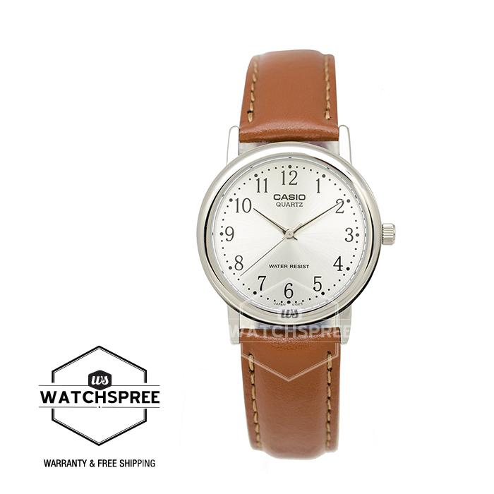 Casio Men's Standard Analog Brown Leather Strap Watch MTP1095E-7B Watchspree