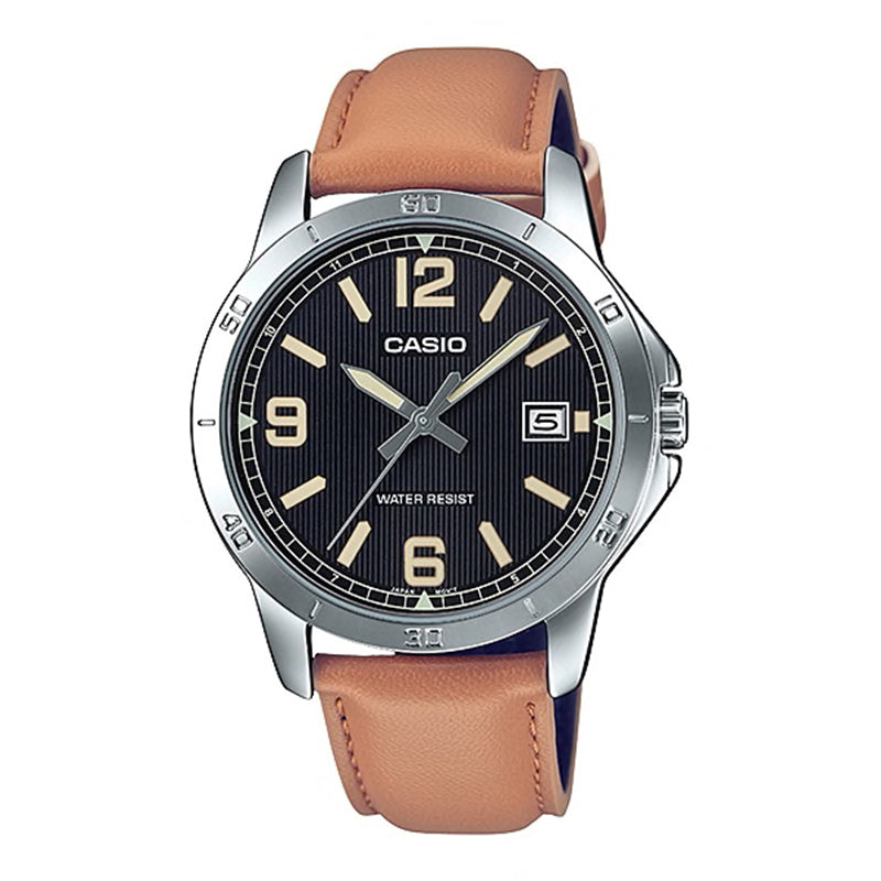 Casio Men's Standard Analog Brown Leather Strap Watch MTPV004L-1B2 MTP-V004L-1B2 Watchspree