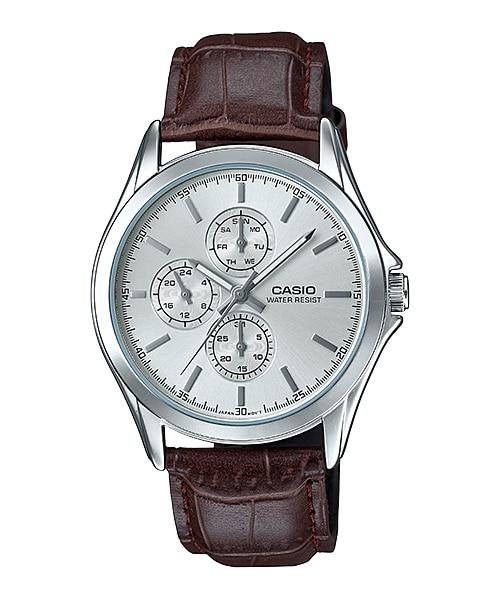 Casio Men's Standard Analog Brown Leather Strap Watch MTPV302L-7A MTP-V302L-7A Watchspree