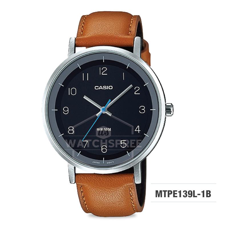 Casio Men's Standard Analog Brown Leather Watch MTPE139L-1B Watchspree