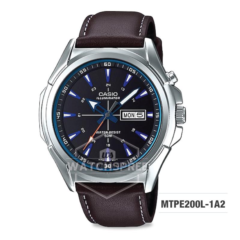 Casio Men's Standard Analog Dark Brown Leather Strap Watch MTPE200L-1A2 MTP-E200L-1A2 Watchspree