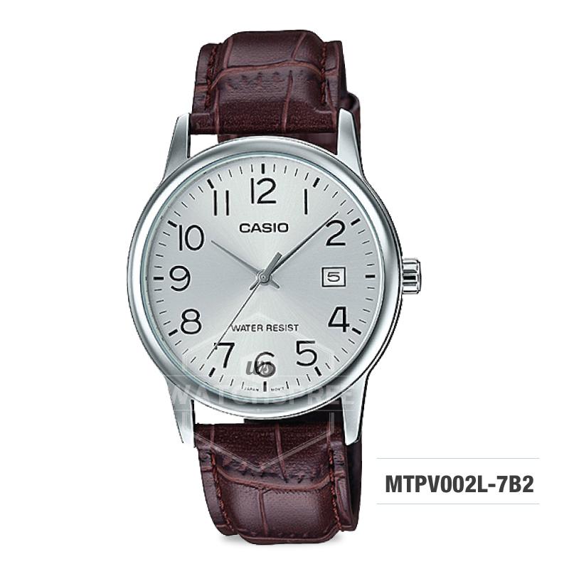 Casio Men's Standard Analog Dark Brown Leather Strap Watch MTPV002L-7B2 MTP-V002L-7B2 Watchspree