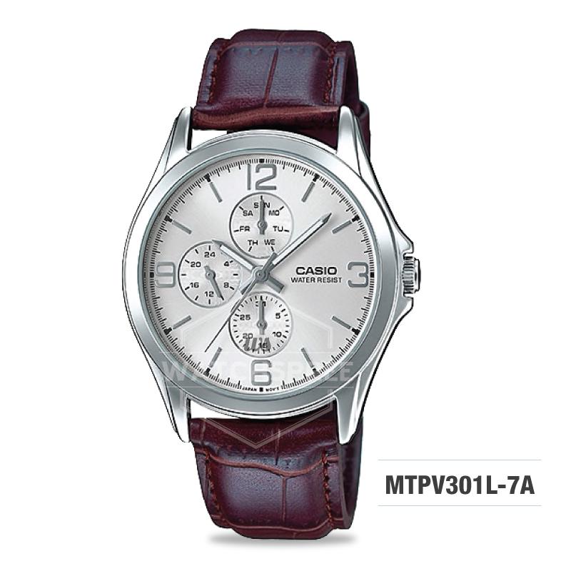 Casio Men's Standard Analog Dark Brown Leather Strap Watch MTPV301L-7A Watchspree
